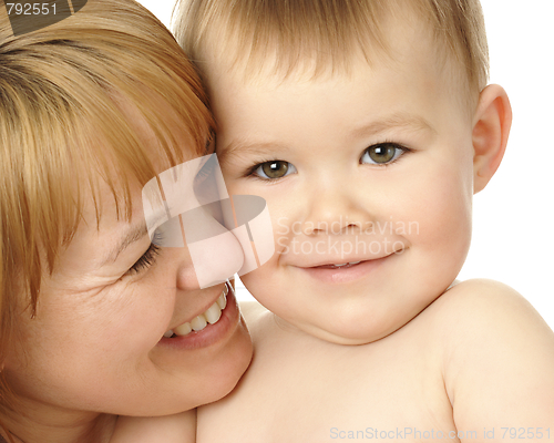 Image of Mother is looking at her happy child