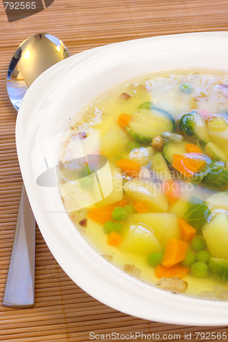 Image of Vegetable soup with brussels and pea
