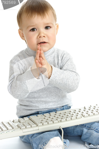 Image of Cute child begging IT support for help