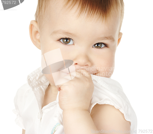 Image of Shy child turn and smile