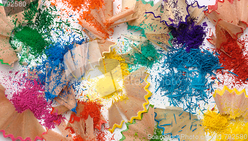 Image of Multi-colored crayons shavings