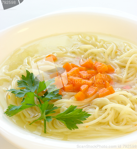 Image of Chicken soup with spaghetti