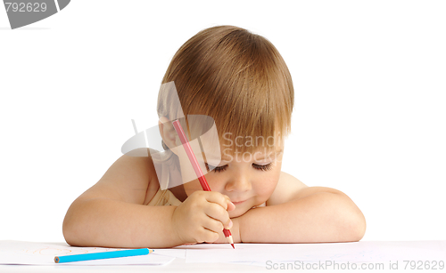 Image of Child draw with red crayon