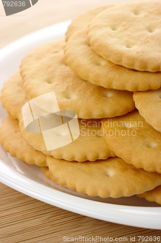 Image of Yellow crackers on plate