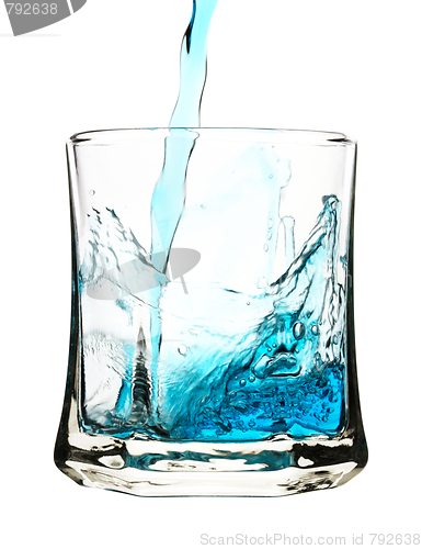 Image of Splash, blue drink is being poured into glass