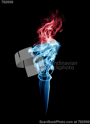 Image of Blue and red torch-shaped smoke