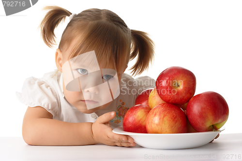 Image of Suspicious child with apples