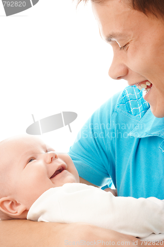 Image of Happy father smile to his child