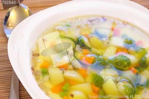 Image of Vegetable soup with brussels and pea