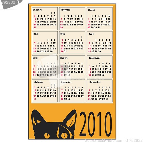 Image of Vector calendar for 2010