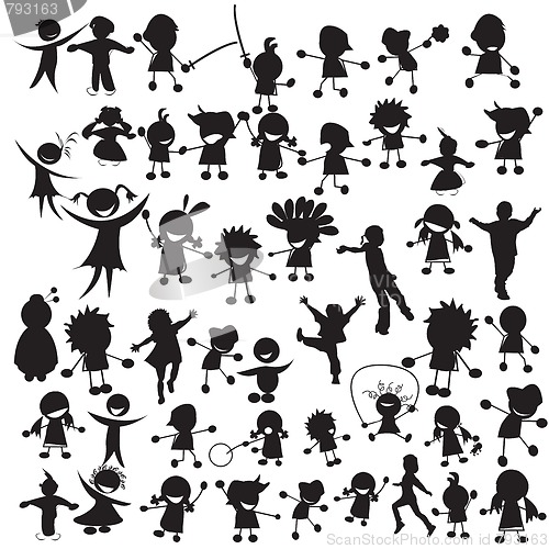 Image of Happy children silhouettes
