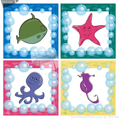 Image of Stylized ocean life icons