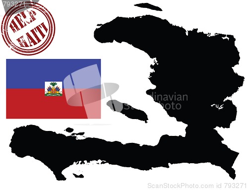 Image of Map and flag of haiti