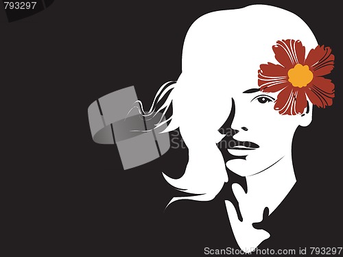 Image of Portrait of a beautiful girl with flower