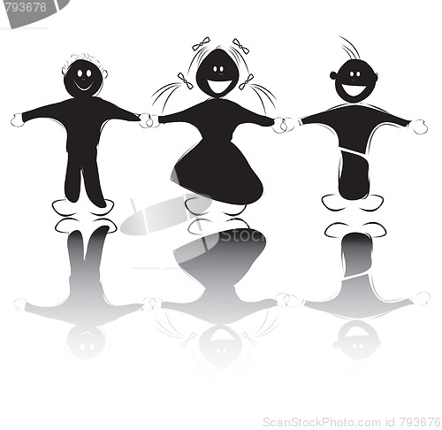 Image of Happy kids silhouettes 