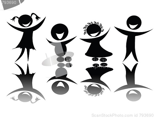 Image of Kids silhouette in black and white