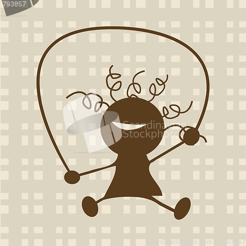 Image of Happy little girl playing with jumping line