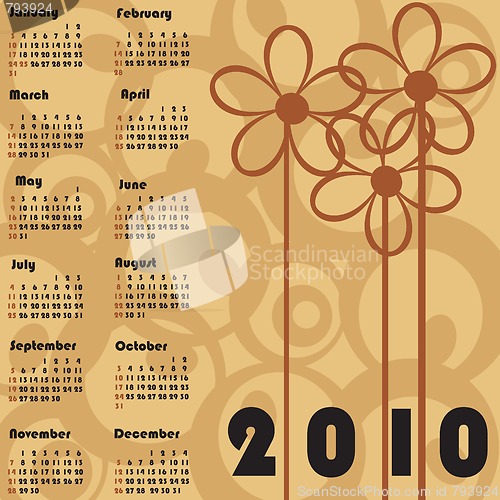 Image of Retro calendar for 2010