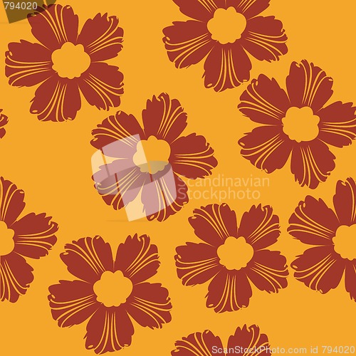 Image of red flowers pattern on orange background