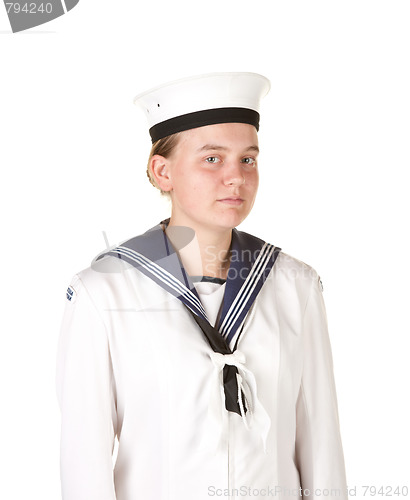 Image of young sailor isolated white background