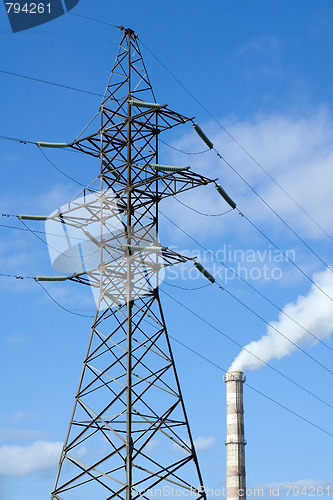 Image of Pylon and factory pipe