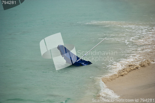 Image of Beach Umbrella, Saint Maarteen Coast, Dutch Antilles