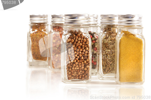 Image of Assorted spice jars isolated on white