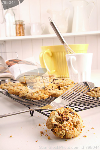 Image of Freshly baked oatmeal raisin cookies 