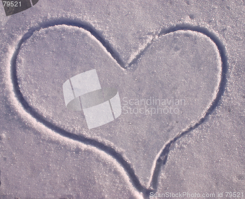 Image of heart in snow