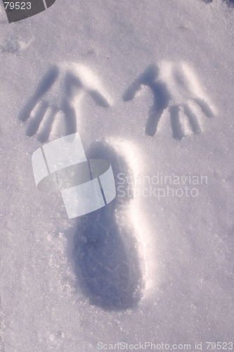 Image of foot and hand of press