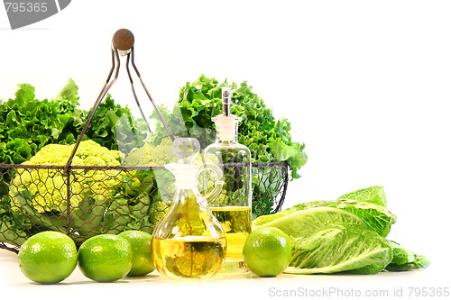 Image of Garden fresh veggies with limes