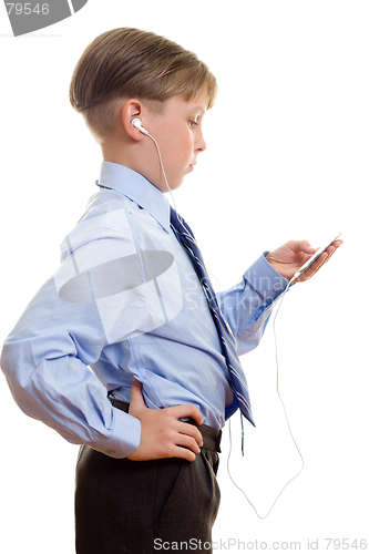 Image of Boy with a music player