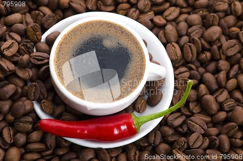 Image of hot coffee with chili