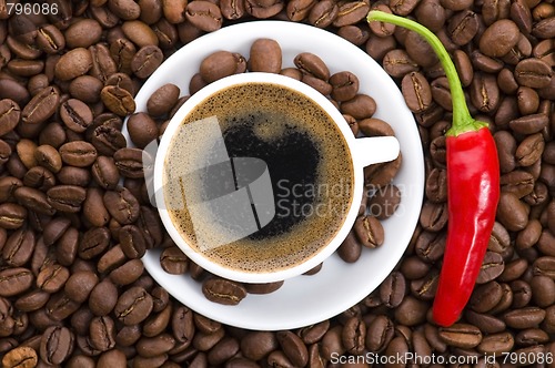 Image of hot coffee with chili