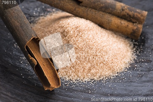 Image of aromatic spices with brown sugar - cinnamon