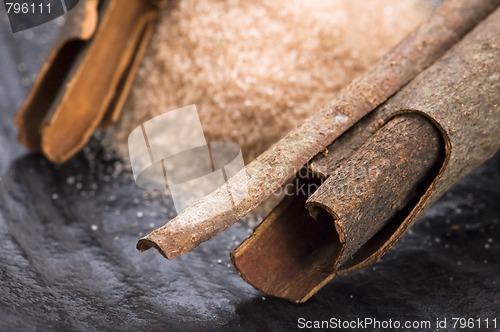 Image of aromatic spices with brown sugar - cinnamon