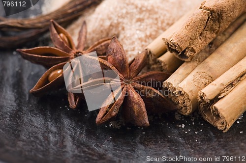 Image of aromatic spices with brown sugar