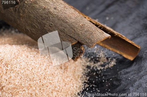 Image of aromatic spices with brown sugar - cinnamon