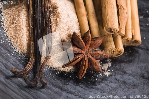 Image of aromatic spices with brown sugar