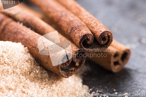 Image of aromatic spices with brown sugar - cinnamon