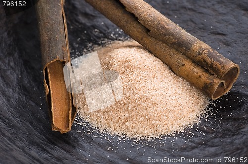 Image of aromatic spices with brown sugar - cinnamon