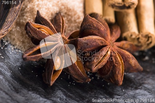 Image of aromatic spices with brown sugar