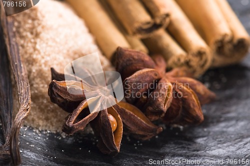 Image of aromatic spices with brown sugar