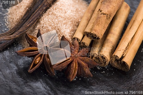Image of aromatic spices with brown sugar