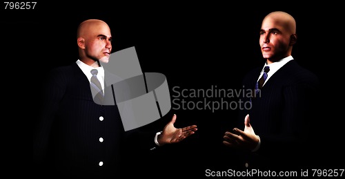 Image of An image of two businessmen about to shake hands.