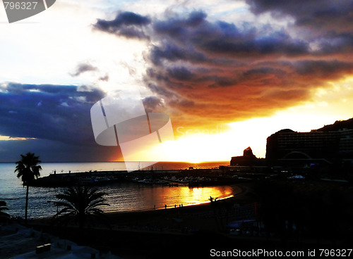 Image of Puerto Rico Beachfront Sunset View 