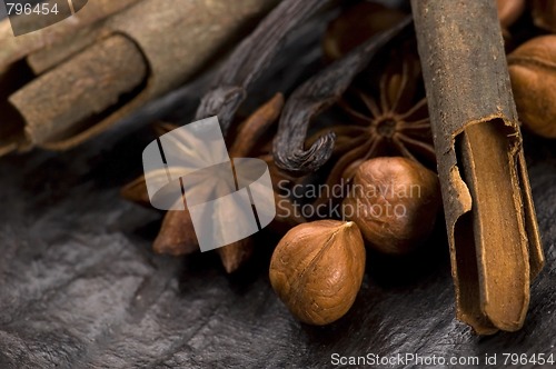 Image of aromatic spices with brown sugar and nuts