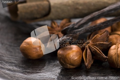 Image of aromatic spices with brown sugar and nuts