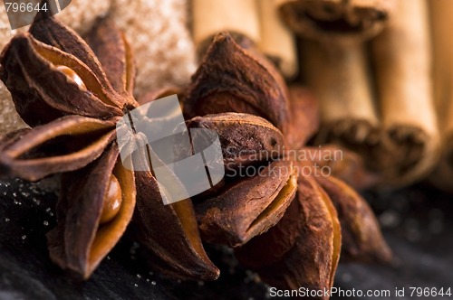 Image of aromatic spices with brown sugar