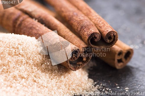 Image of aromatic spices with brown sugar - cinnamon